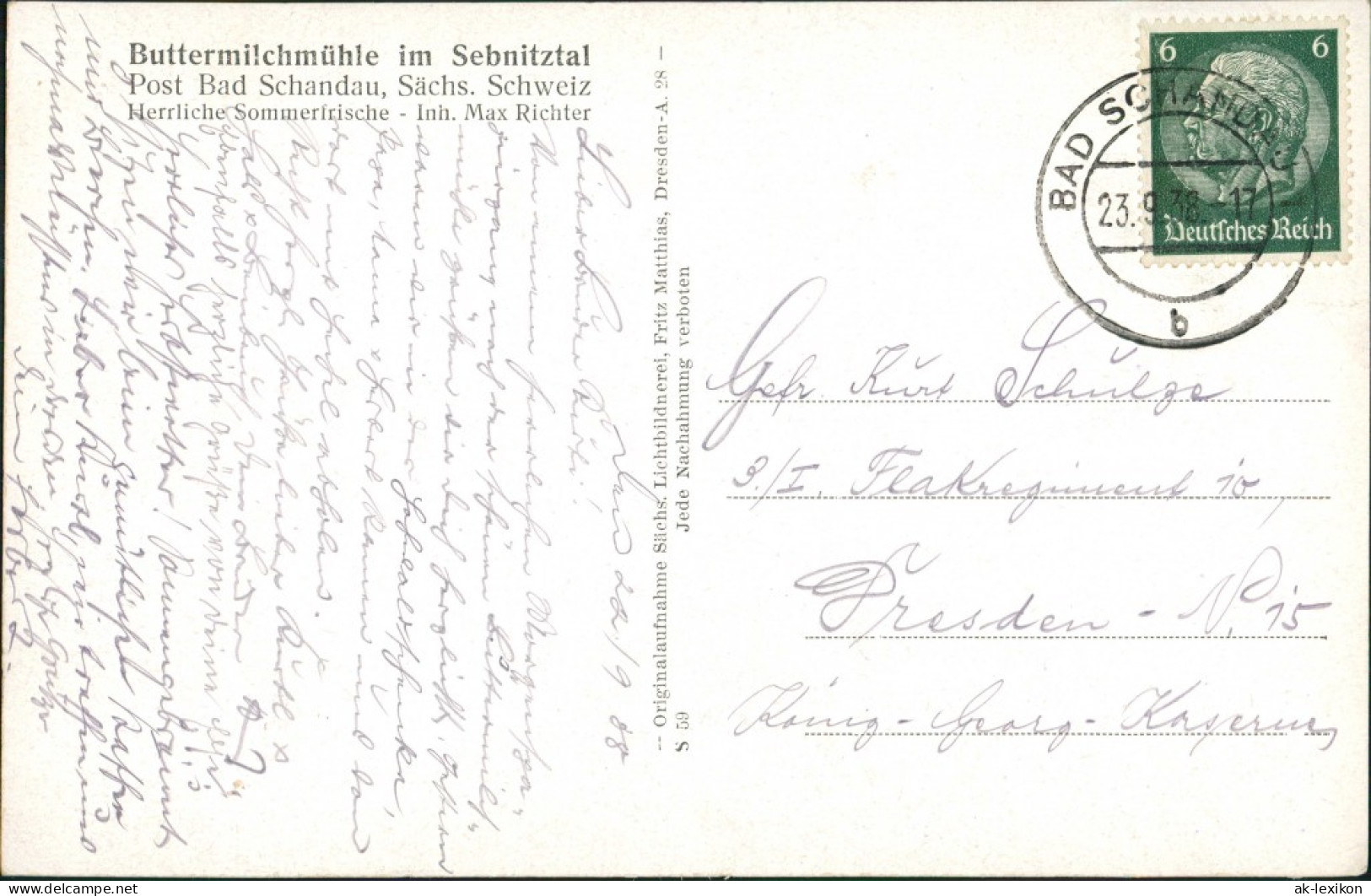 Ansichtskarte Hohnstein (Sächs. Schweiz) Buttermilchmühle 1938 - Hohnstein (Saechs. Schweiz)