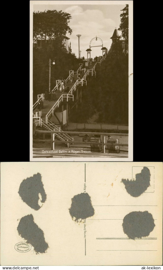 Ansichtskarte Sellin Treppe - Strand - Villen 1929 - Sellin