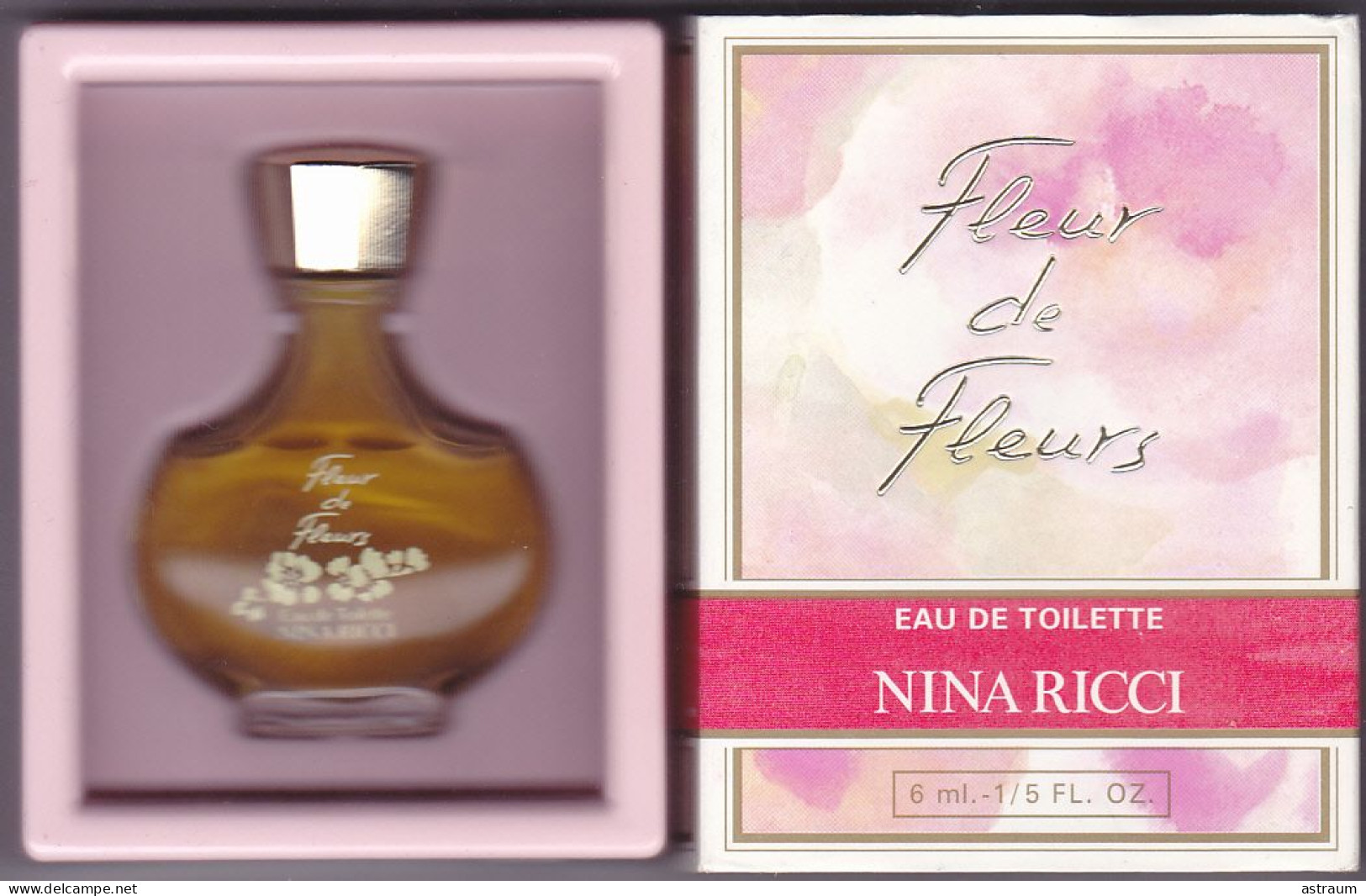 Miniature Vintage Parfum - Nina Ricci - EDT -  Fleur De Fleurs - Pleine Avec Boite 6ml - Miniaturen Flesjes Dame (met Doos)