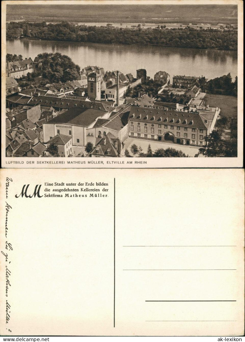 Ansichtskarte Eltville Am Rhein Luftbild Sektkellerei 1934 - Eltville