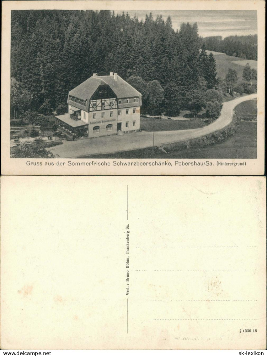 Ansichtskarte Pobershau-Marienberg Im Erzgebirge Schwarzbeerschänke 1923 - Marienberg