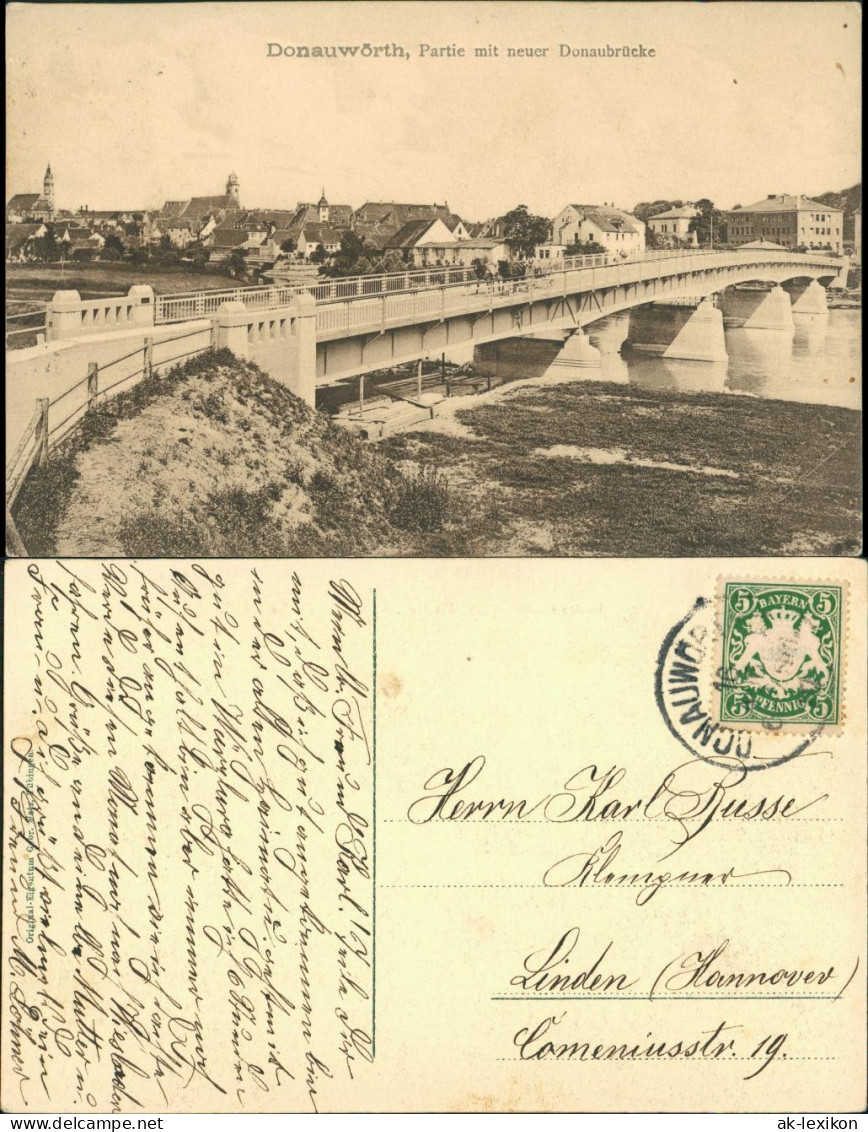 Ansichtskarte Donauwörth Straße, Brücke - Stadt 1910 - Donauwörth