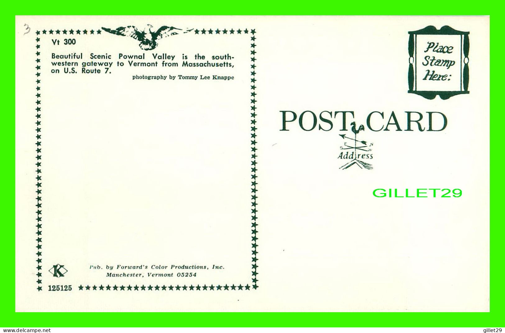 POWNAL VALLEY, VT  - FORWARD'S COLOR PRODUCTIONS INC - KOPPEL COOLOR CARDS - - Other & Unclassified