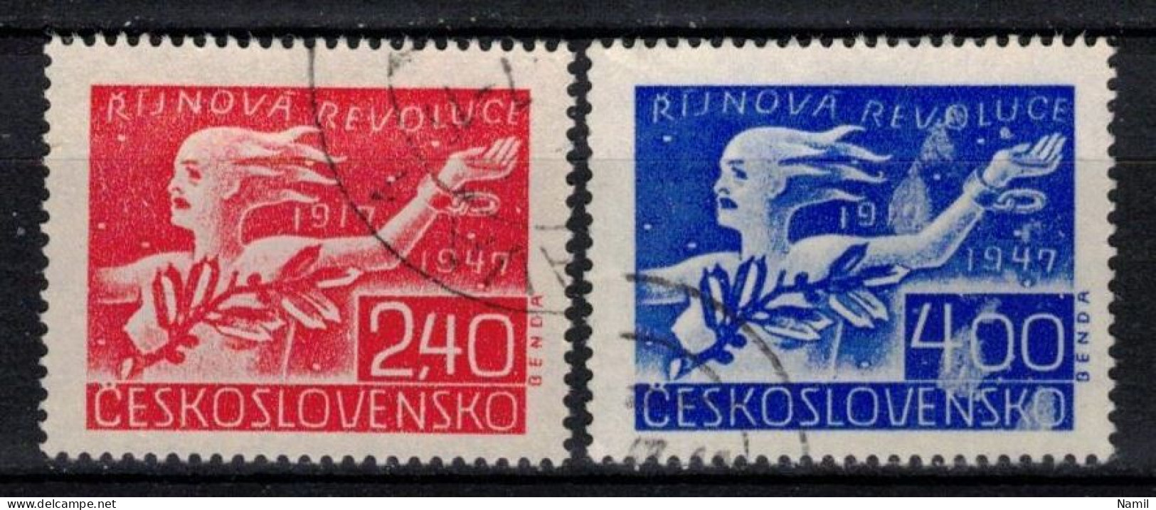 Tchécoslovaquie 1947 Mi 527-8 (Yv 455-6), Obliteré - Gebraucht