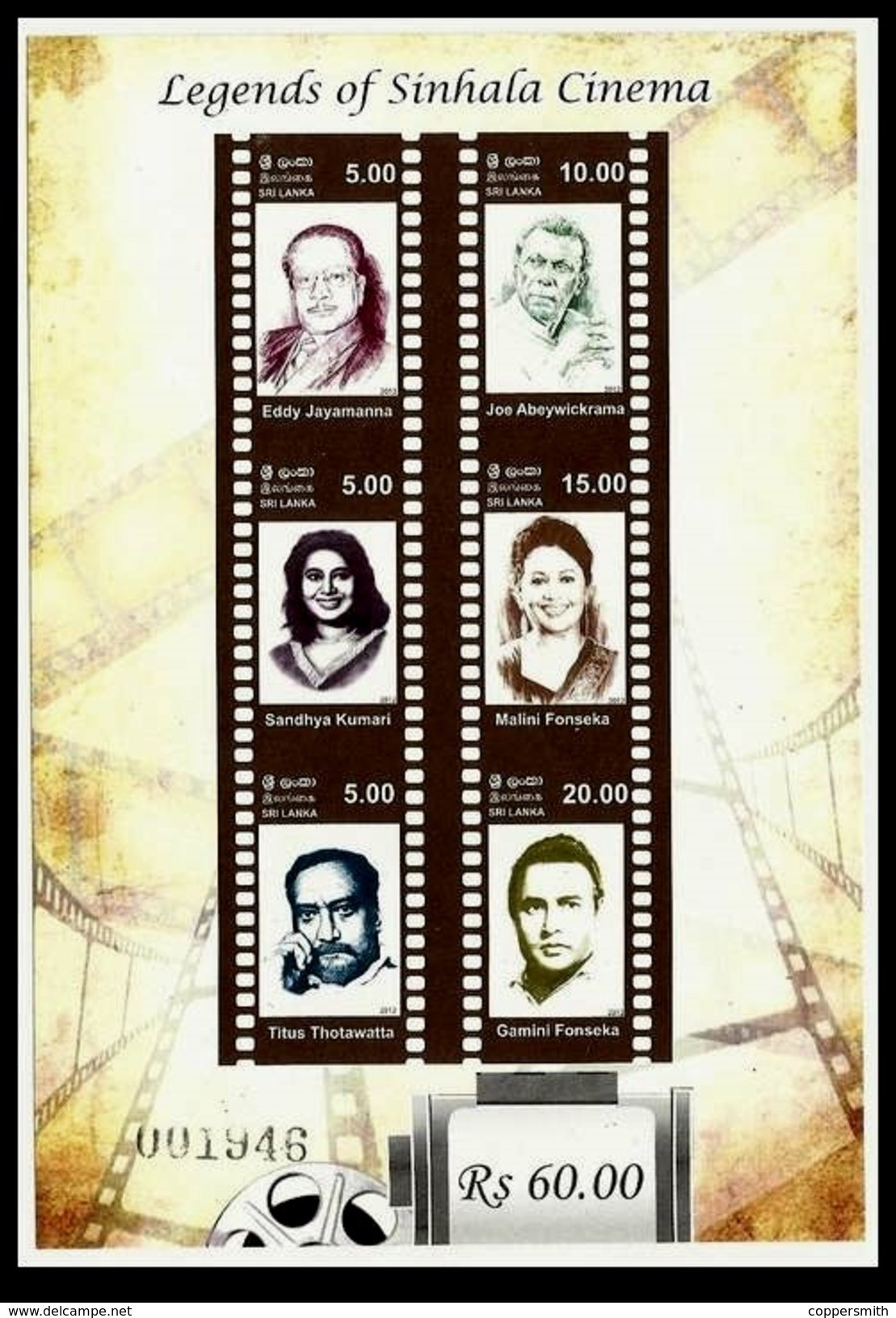 (0942) Sri Lanka  2012 / Actors Sheet / Bf / Bloc Film / Cinema / Imperforated / Non-dentele / Rare ** / Mnh Mi BL 128 B - Sri Lanka (Ceylon) (1948-...)