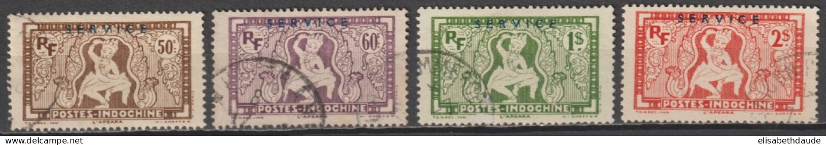 INDOCHINE - 1933 - SERVICE YVERT N° 13/16 OBLITERES - COTE = 34 EUR - Gebraucht