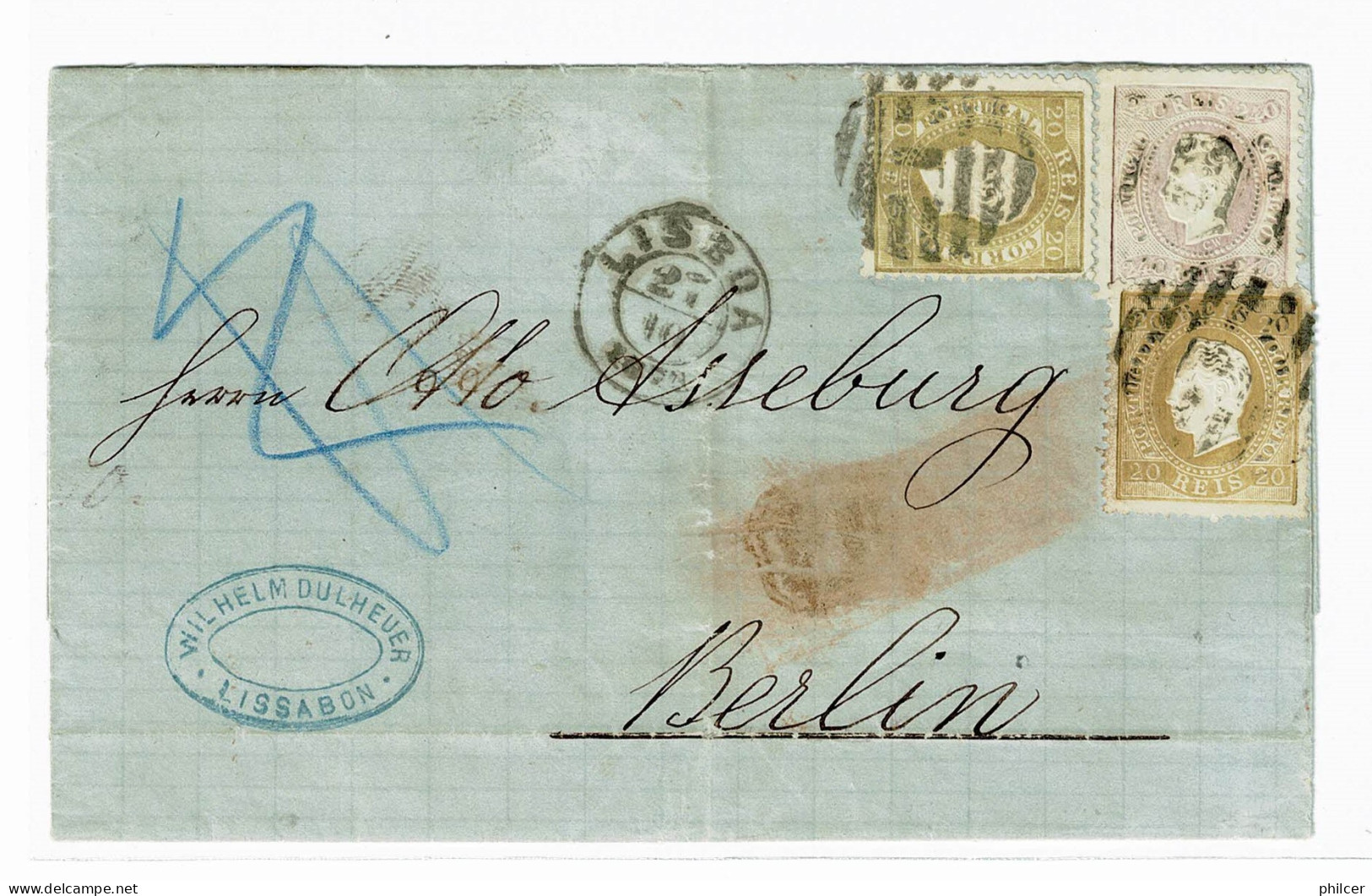 Portugal, 1871, # 35a, 39a, For Berlin - Briefe U. Dokumente