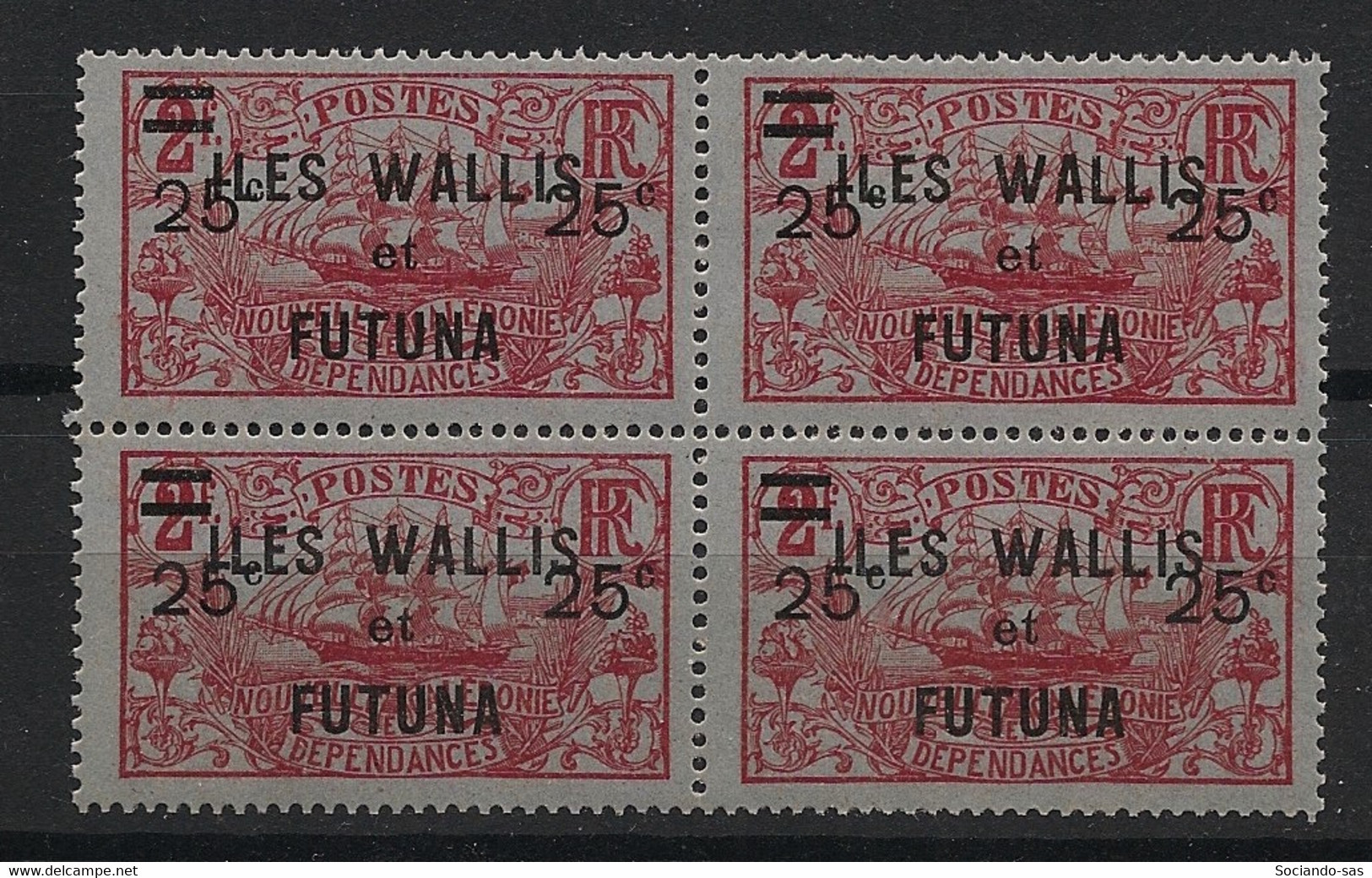 WALLIS ET FUTUNA - 1924-27 - N°YT. 30 - 25c Sur 2f Carmin - Bloc De 4 - Neuf Luxe ** / MNH / Postfrisch - Ungebraucht