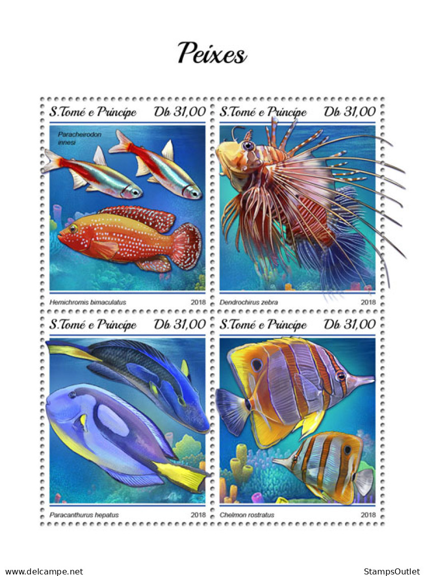 SÃO TOMÉ AND PRÍNCIPE 2018 MNH  Fishes  Michel Code: 7828-7831. Yvert&Tellier Code: 6241-6244 - Sao Tome Et Principe