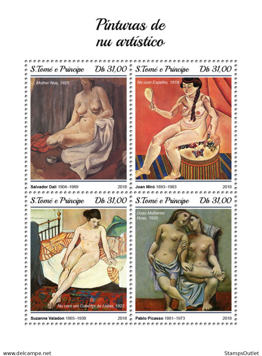 SÃO TOMÉ AND PRÍNCIPE 2018 MNH  Nude Paintings  Michel Code: 7968-7971. Yvert&Tellier Code: 6273-6276 - Sao Tome Et Principe