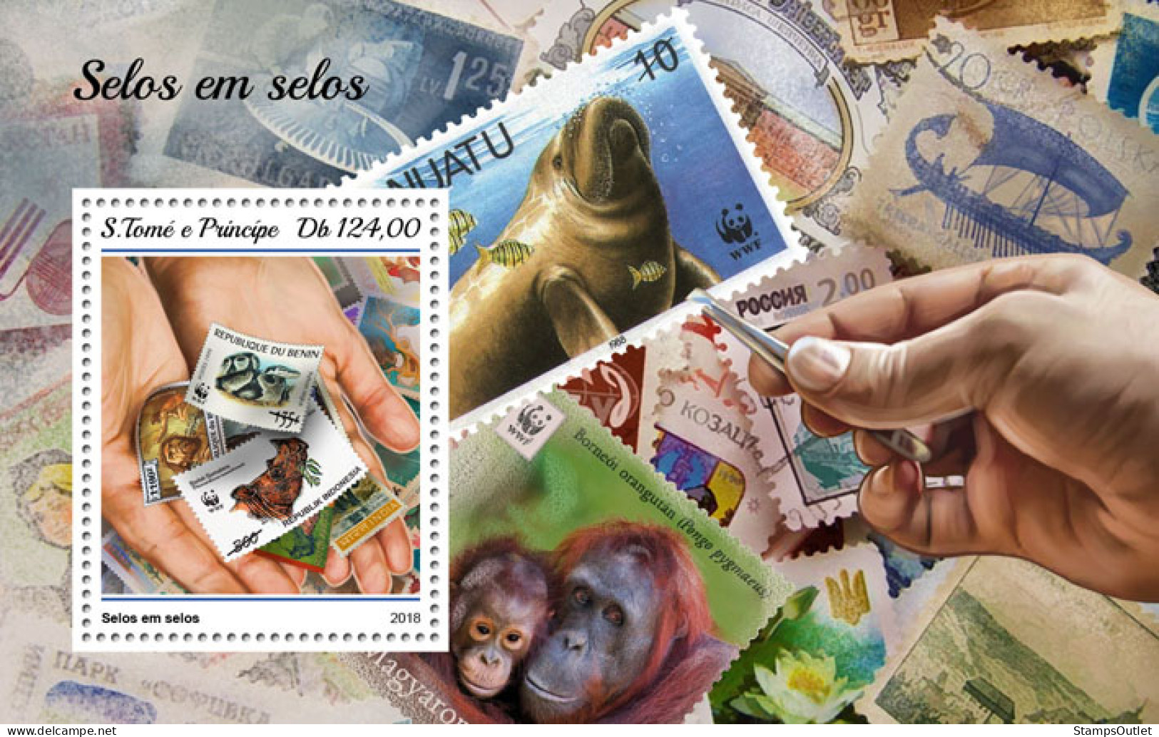 SÃO TOMÉ AND PRÍNCIPE 2018 MNH  Stamps On Stamps  Michel Code:7962 / Bl.1440. Yvert&Tellier Code: 1173 - Sao Tome Et Principe