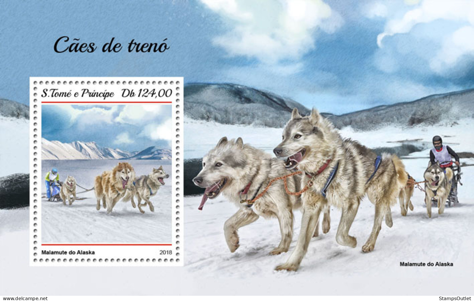 SÃO TOMÉ AND PRÍNCIPE 2018 MNH  Sledge Dogs  Michel Code:  7872 / Bl.1422.. Yvert&Tellier Code: 1179 - Sao Tome Et Principe