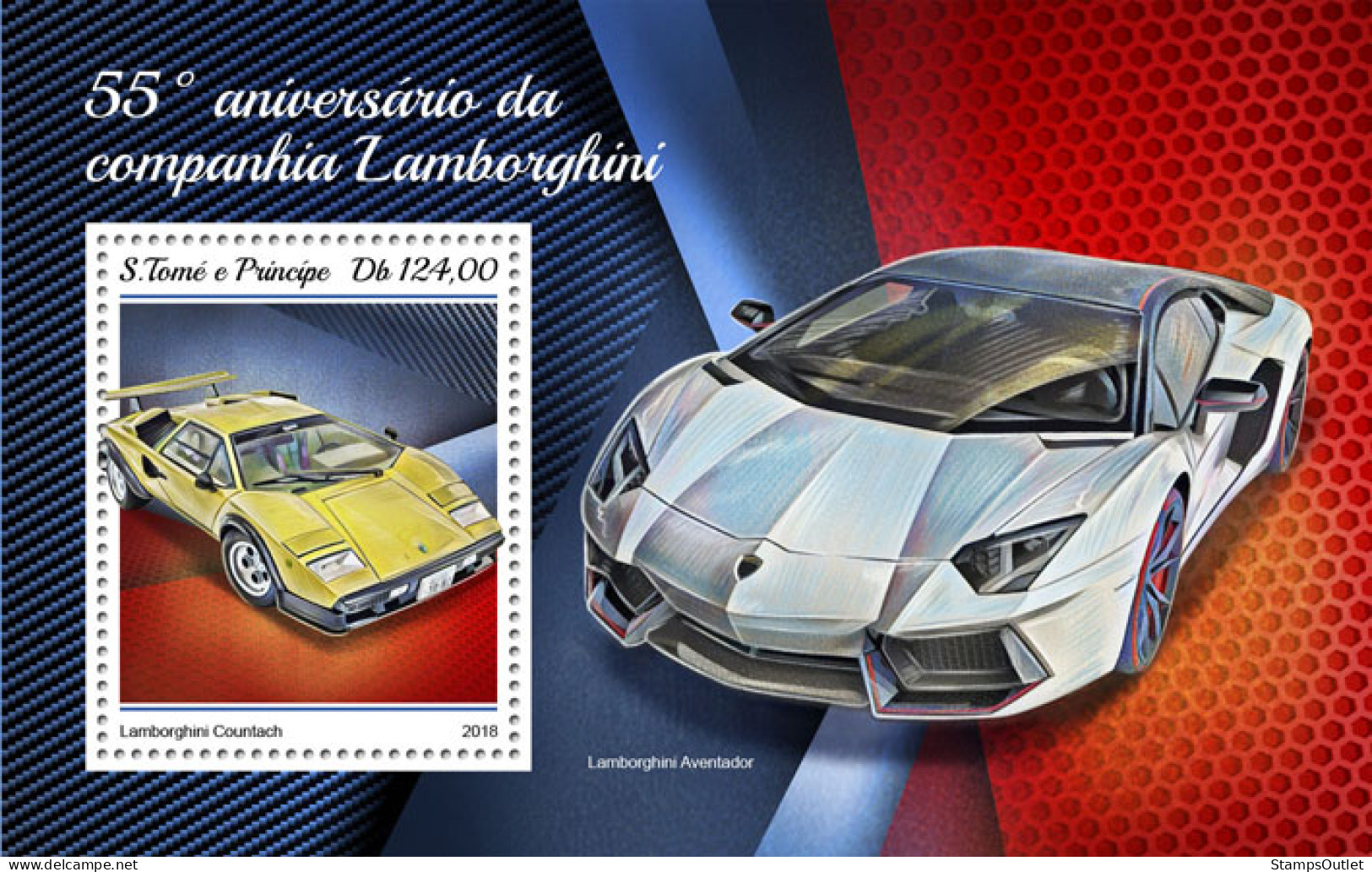 SÃO TOMÉ AND PRÍNCIPE 2018 MNH  Lamborghini Company  Michel Code: 7892 / Bl.1426. Yvert&Tellier Code: 1191 - Sao Tome Et Principe