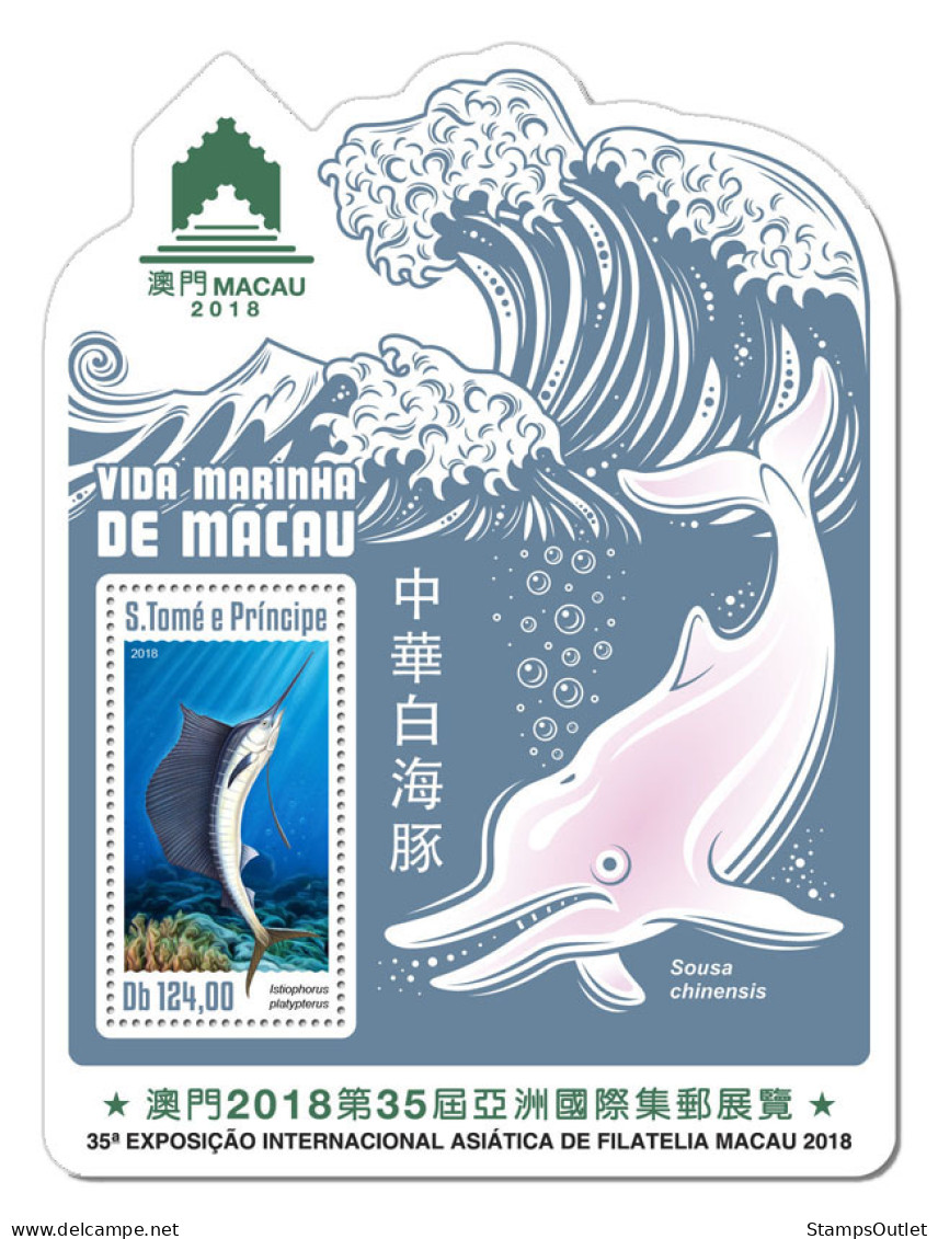 SÃO TOMÉ AND PRÍNCIPE 2018 MNH  Marine Life  Michel Code:  7989 / Bl.1446. Yvert&Tellier Code: 1194 - Sao Tome Et Principe