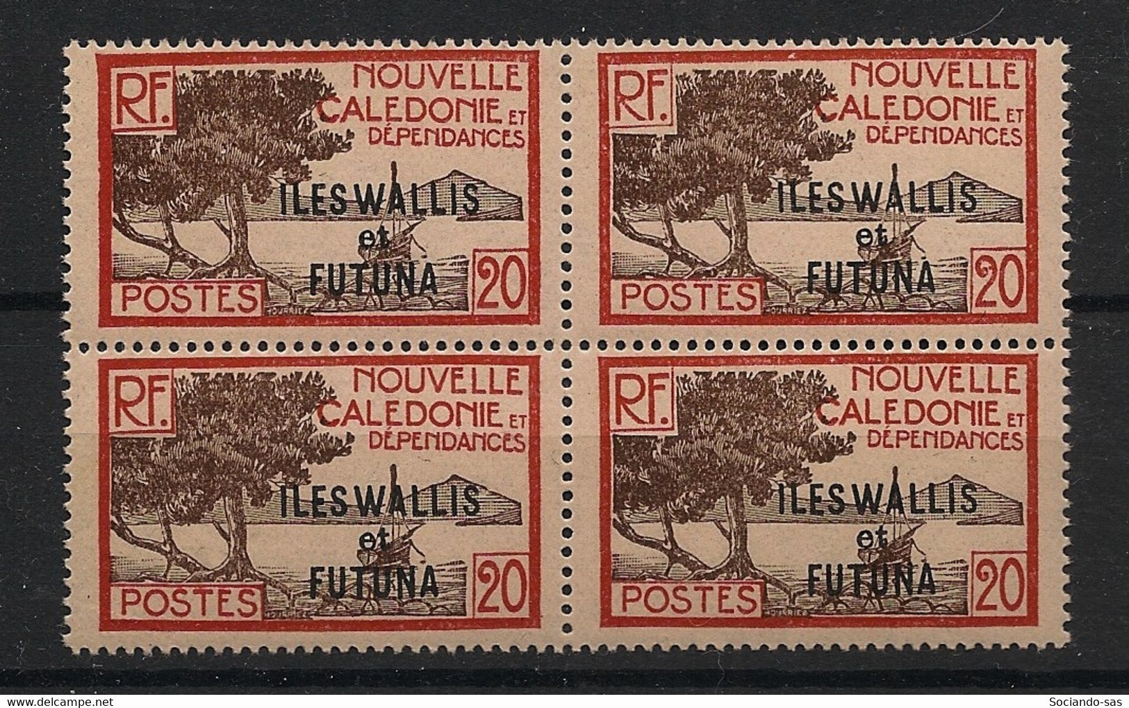 WALLIS ET FUTUNA - 1930-38 - N°YT. 49 - Paletuviers 20c - Bloc De 4 - Neuf Luxe ** / MNH / Postfrisch - Ongebruikt