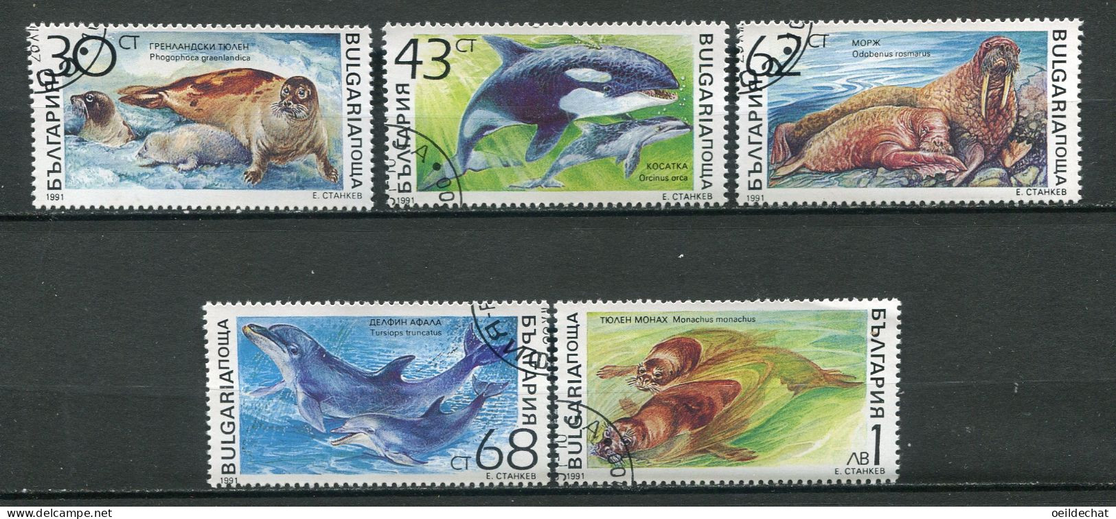 26265 Bulgarie N°3424/8°  Phoque, Orque, Morse, Dauphin, Otarie  1991 TB - Oblitérés