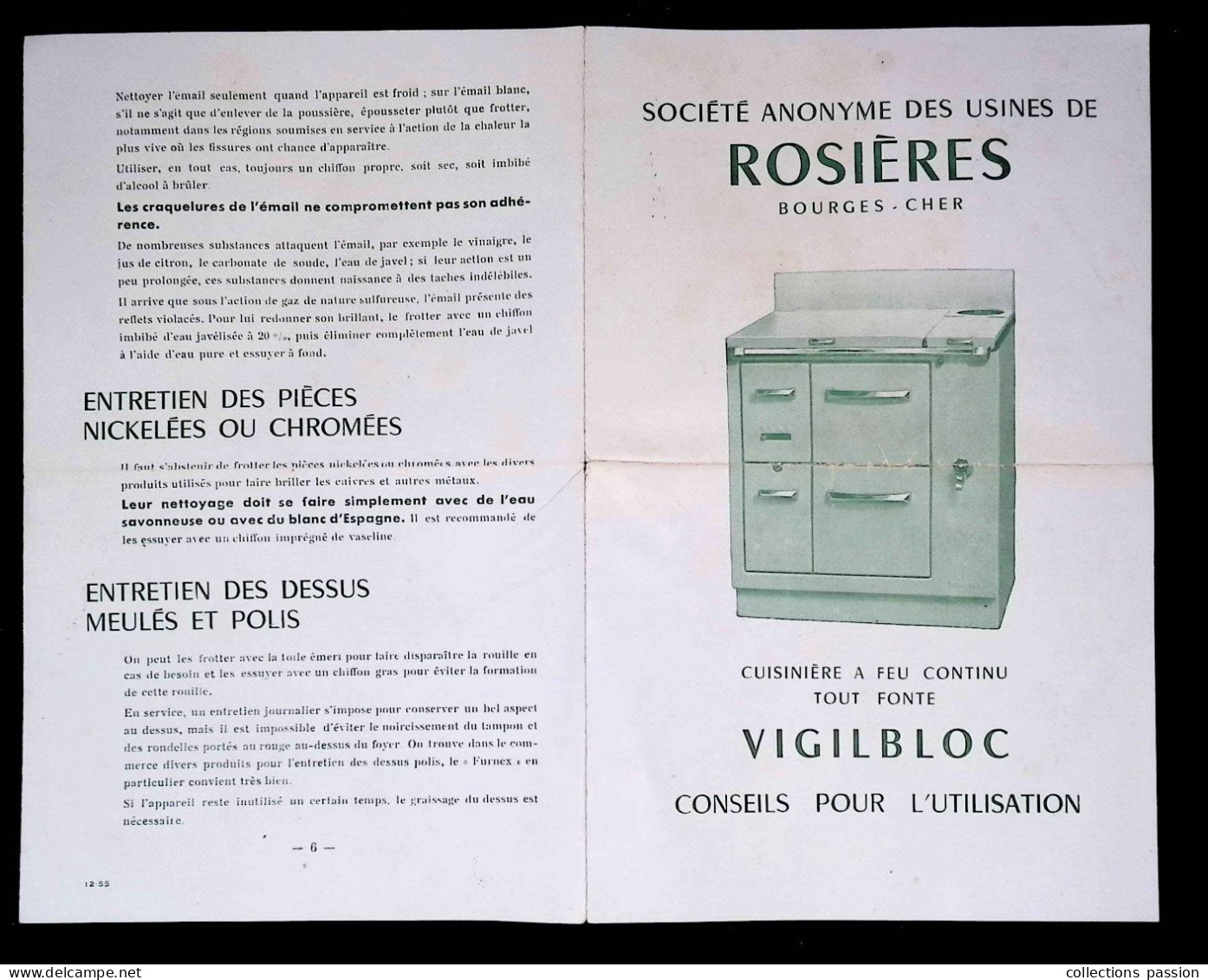Publicité, Rosières, Bourges, Vigilbloc, Cuisinière, 6 Pages,  Frais Fr 2.45 E - Advertising