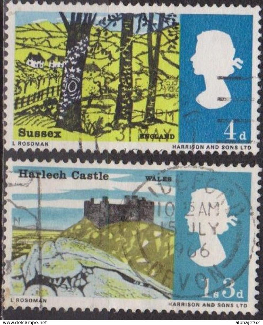 Paysages - GRANDE BRETAGNE - Sussex, Chateau D'Arlech - N° 437-439 - 1966 - Usados