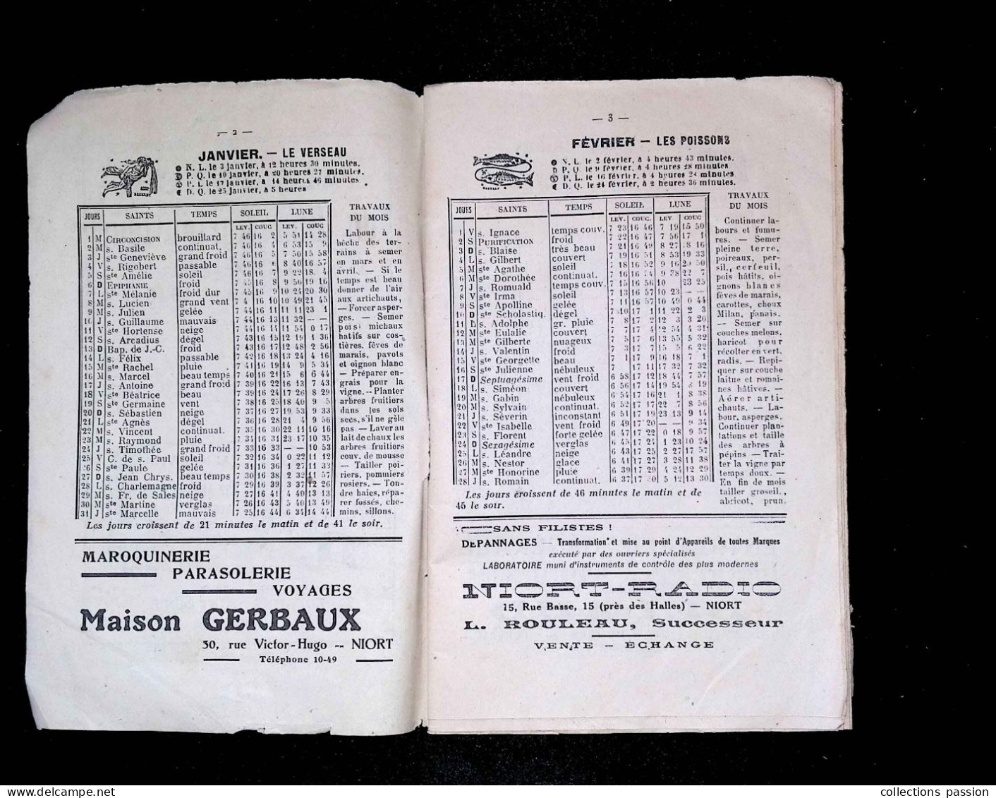 Almanach Du Bon Agriculteur Des Deux Sèvres, 1946, Ed. Saint Denis, Niort, 63 Pages, 3 Scans, Frais Fr 3.85 E - Autres & Non Classés