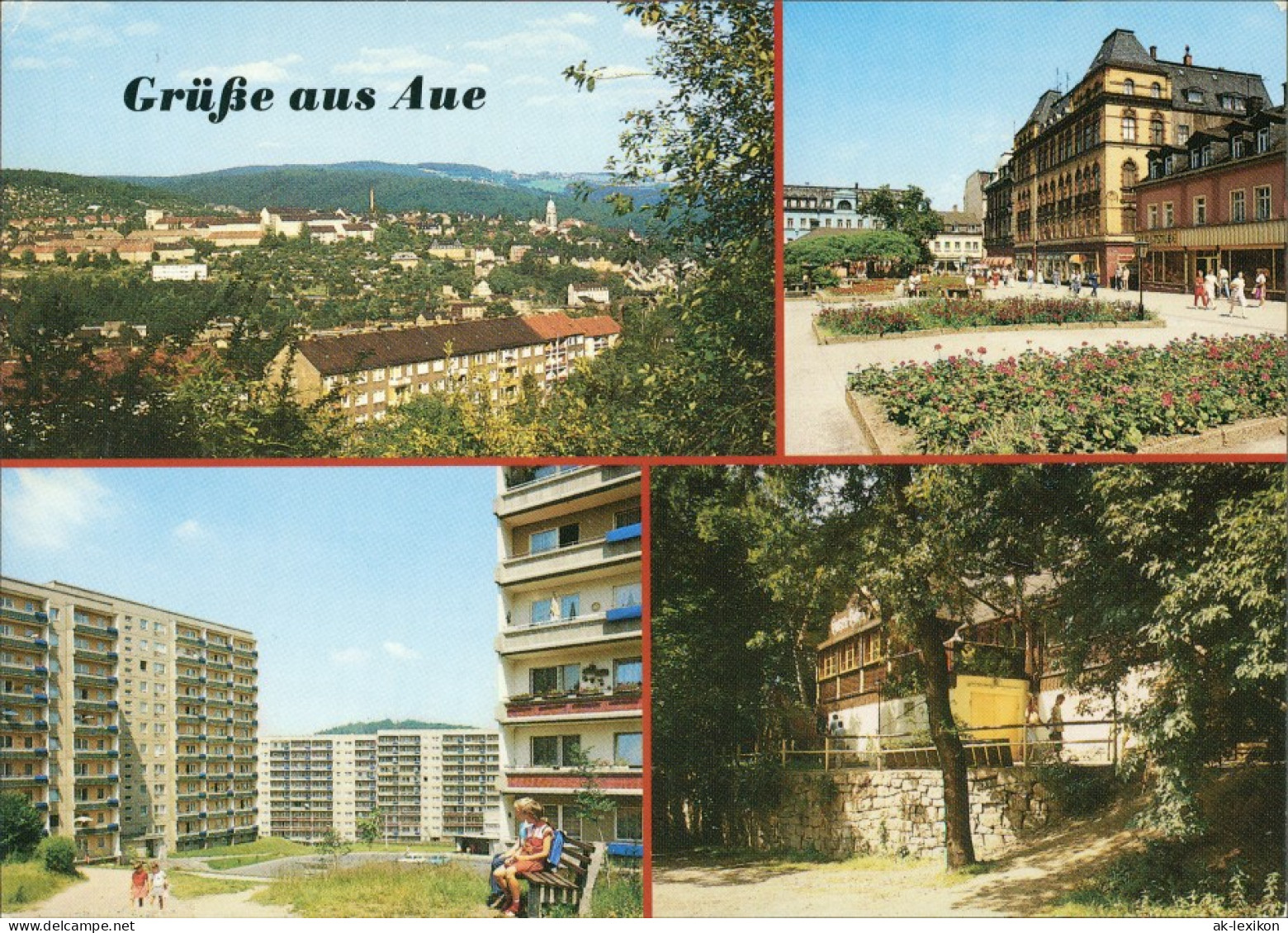 Aue (Erzgebirge) Altmarkt, Neubaugebiet Am Eichert, Gaststätte Huizenhaisel 1989 - Aue