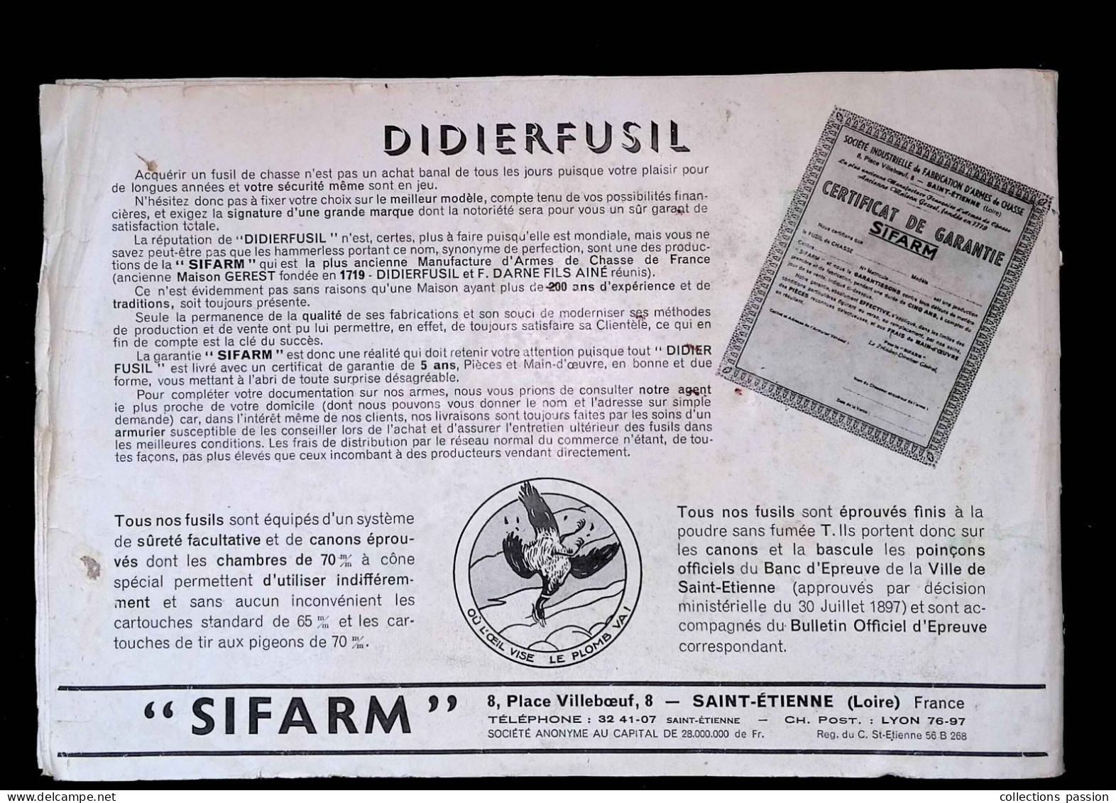 Publicité, 6 Pages + 1 Volante (tarif), Didierfusil, Sifarm, Saint Etienne, Loire, 5 Scans, Frais Fr 3.35 E - Publicités