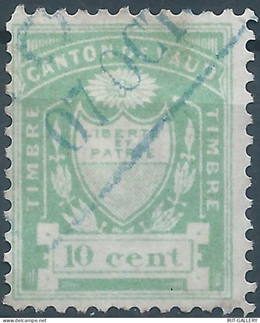 Svizzera-Switzerland-Schweiz-Suisse,Revenue Stamp Canton De Vaud,10cent,Obliterated,watermark! - Steuermarken