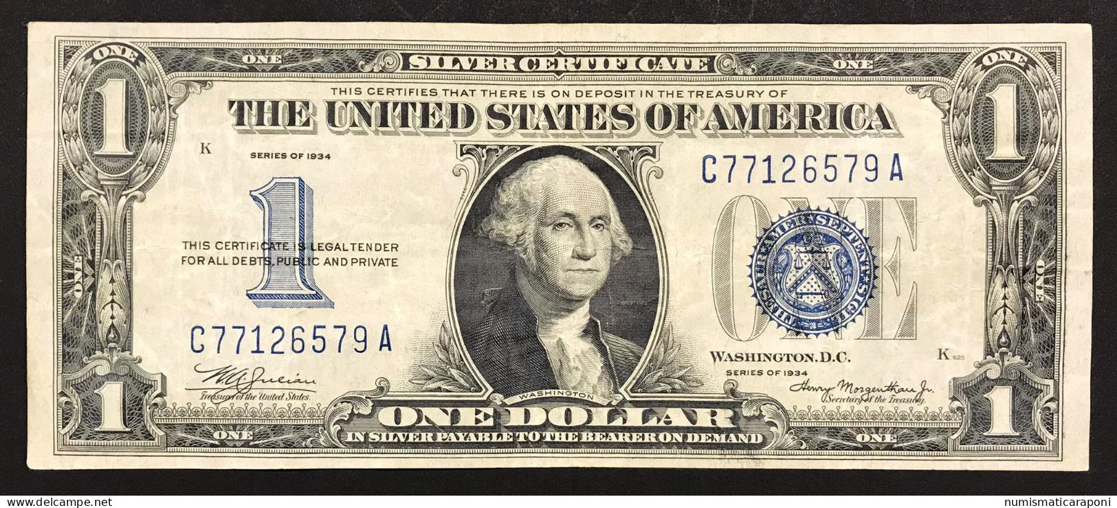 Usa U.s.a. Stati Uniti 1934 $1 DOLLAR BILL UNITED STATES LEGAL TENDER NOTE Blue Seal  Bb LOTTO.619 - Certificaten Van Zilver (1878-1923)