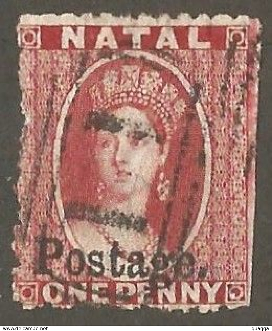 Natal 1869. 1d Bright Red, Ovpt Postage. SACC 39, SG 39. - Natal (1857-1909)