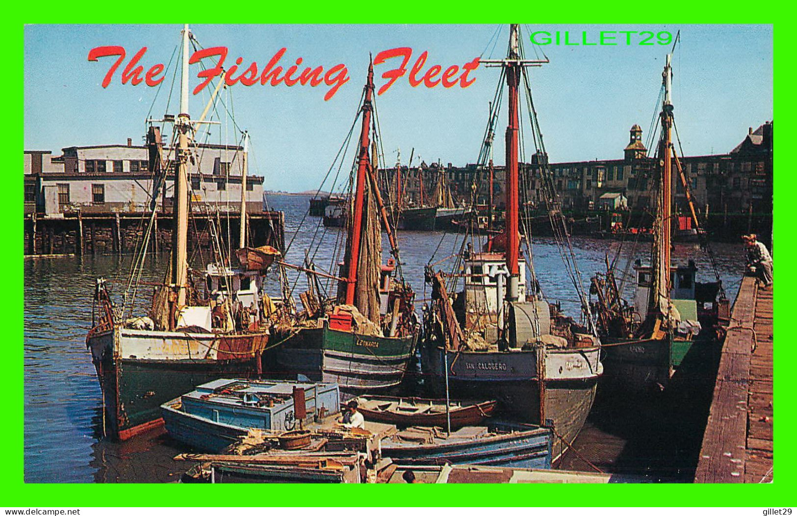 BOSTON, MA - FISHING FLEET AT BOSTON FISH PIER - PLASTICHROME - SOUVENIR CORP. OF AMERICA - - Boston