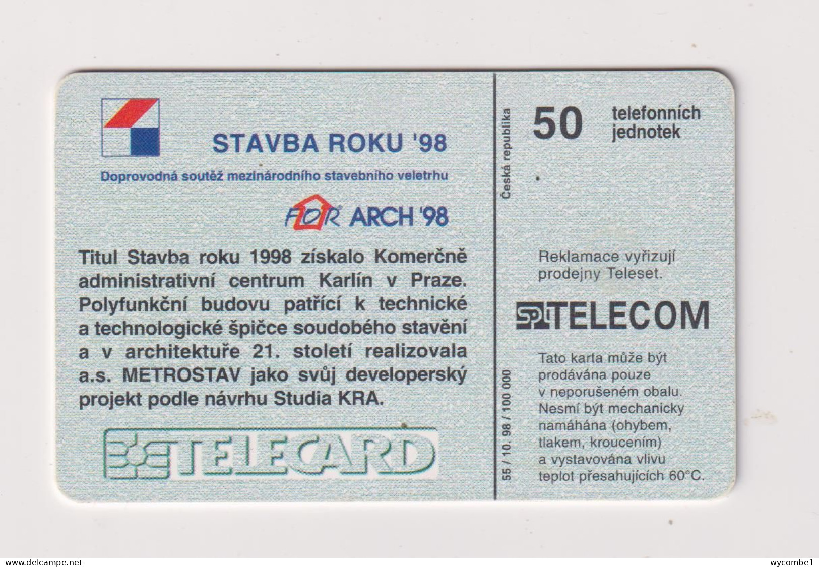 CZECH REPUBLIC - Stavba Roku Chip Phonecard - Tsjechië