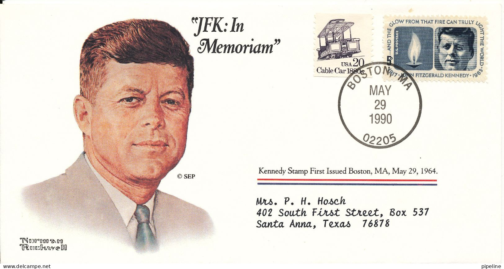 USA Cover John F. Kennedy JFK In Memoriam Cachet And Stamp Boston 29-5-1990 - Kennedy (John F.)