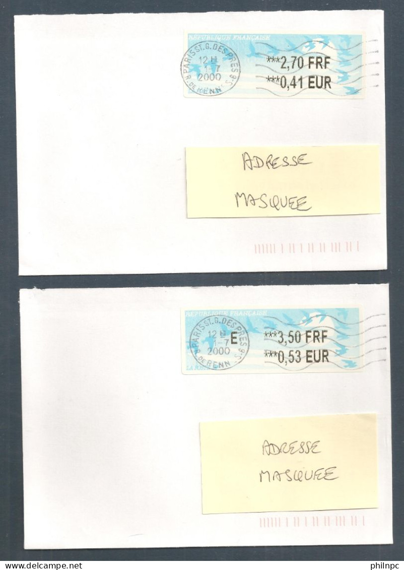 France, Distributeur, 263 (x2), 265, 289, LISA 2, 4 Enveloppes, Oblitéré,TTB - 1990 « Oiseaux De Jubert »