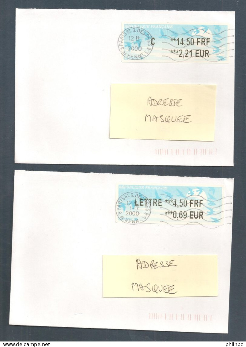 France, Distributeur, 263 (x2), 265, 289, LISA 2, 4 Enveloppes, Oblitéré,TTB - 1990 Type « Oiseaux De Jubert »