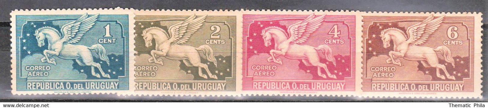 1931 URUGUAY MNH - Airmail Yvert A56/9 - Pegaso Pegasus Horse - Uruguay