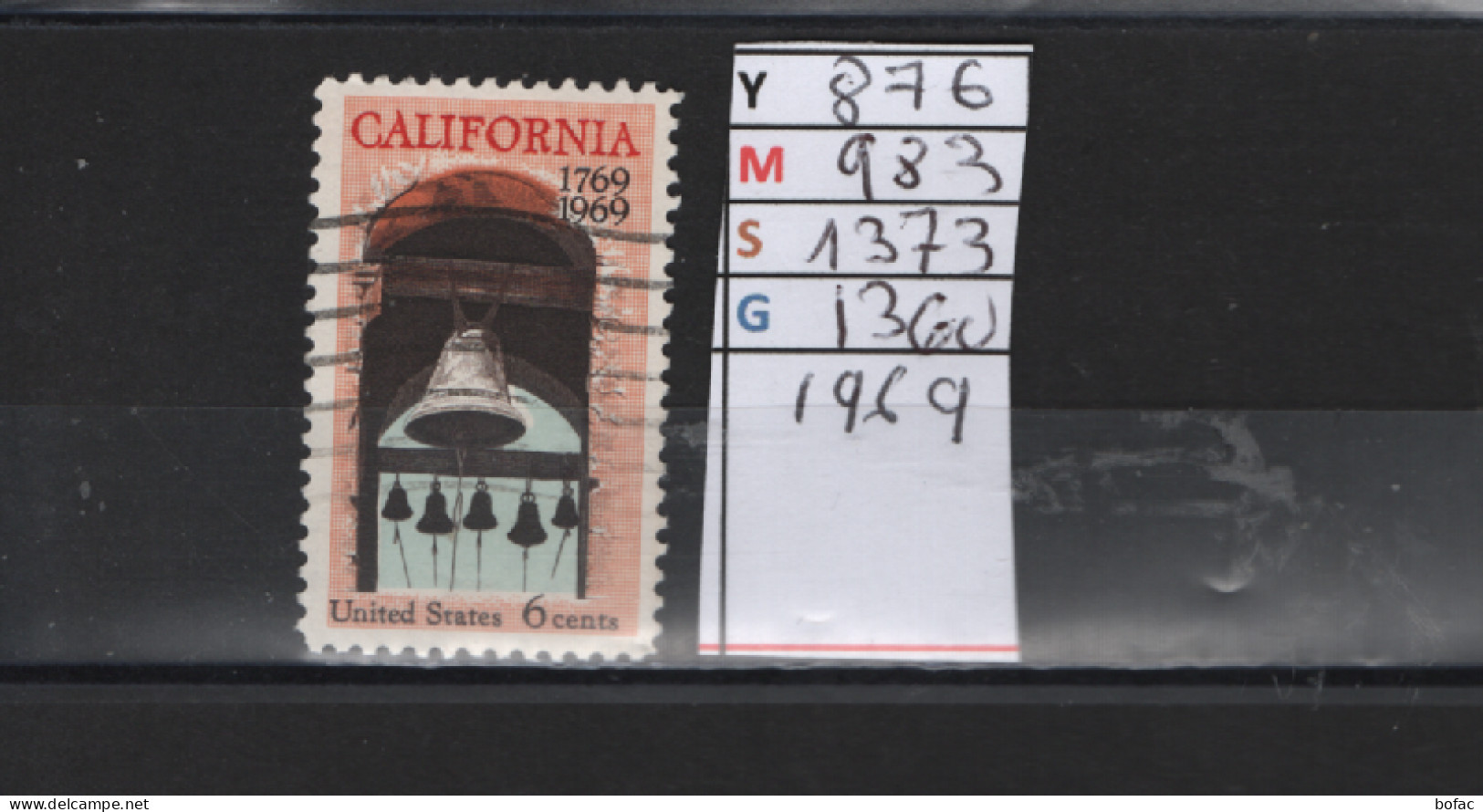 PRIX FIXE Obl 876 YT MIC SCO GIB California Cloches 1969 Etats Unis  58A/13 - Gebraucht