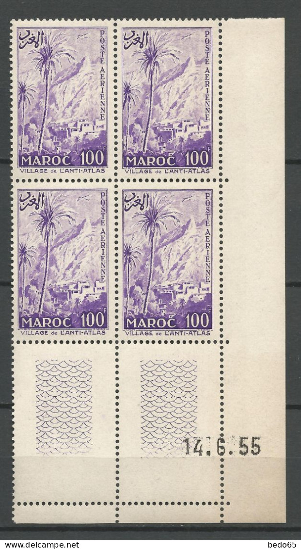 MAROC PA N° 100 Coin Daté 14/6/55  NEUF** SANS CHARNIERE NI TRACE  / Hingeless  / MNH - Poste Aérienne