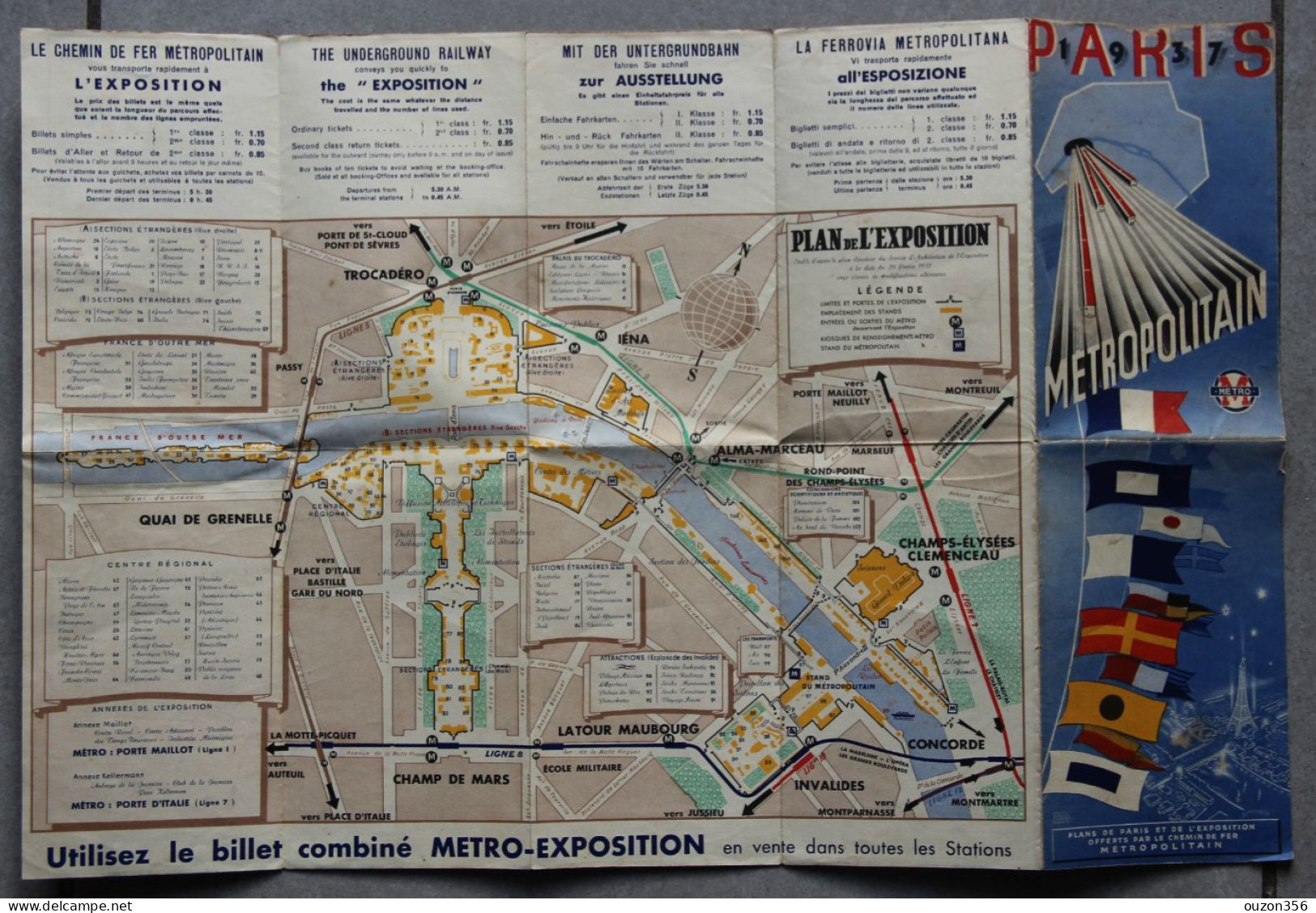 PARIS, Métropolitain, Plan 1937 - Europa