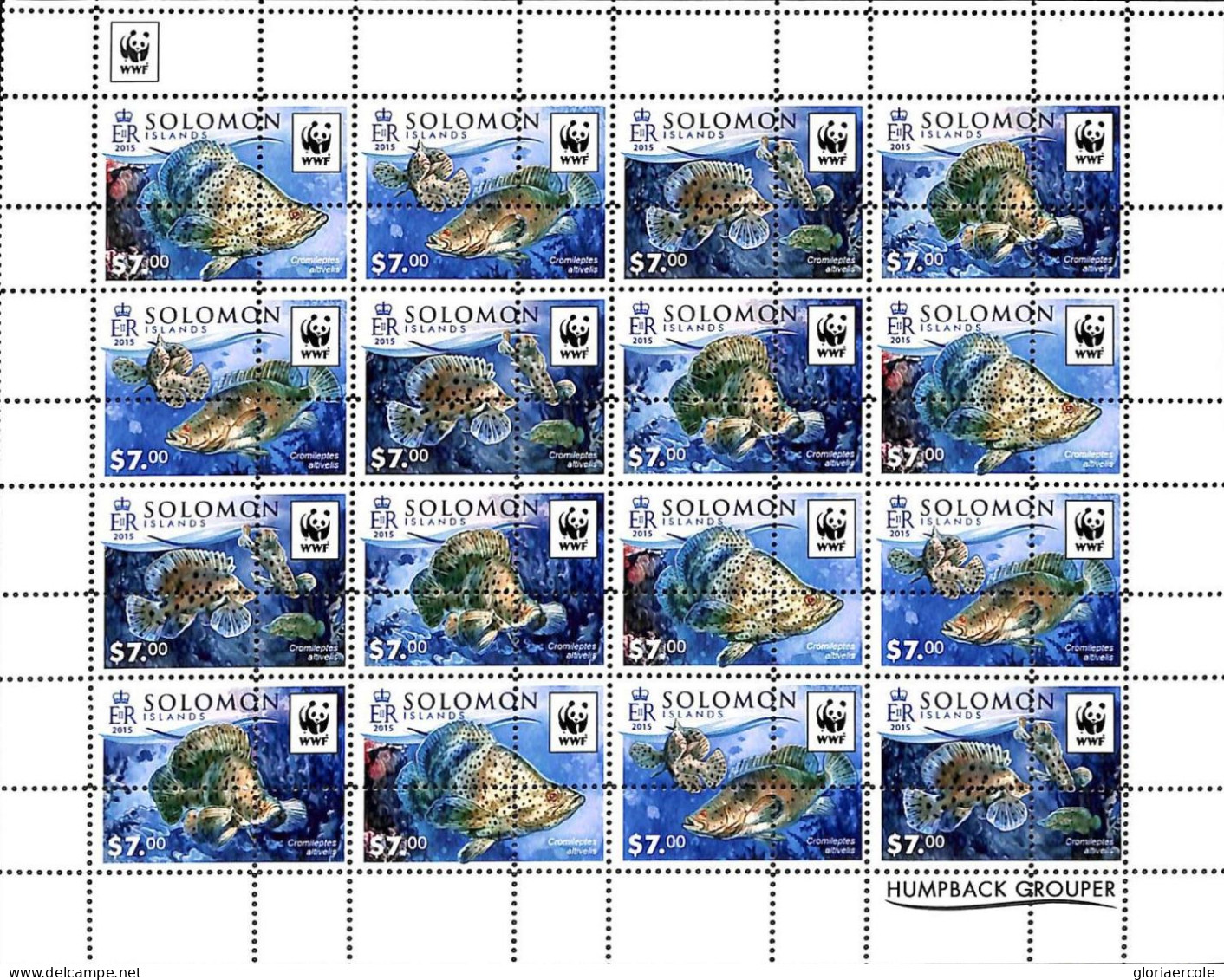 A9446 - SOLOMON -  ERROR MISPERF Stamp Sheet - 2015 - Fish  WWF - Otros & Sin Clasificación