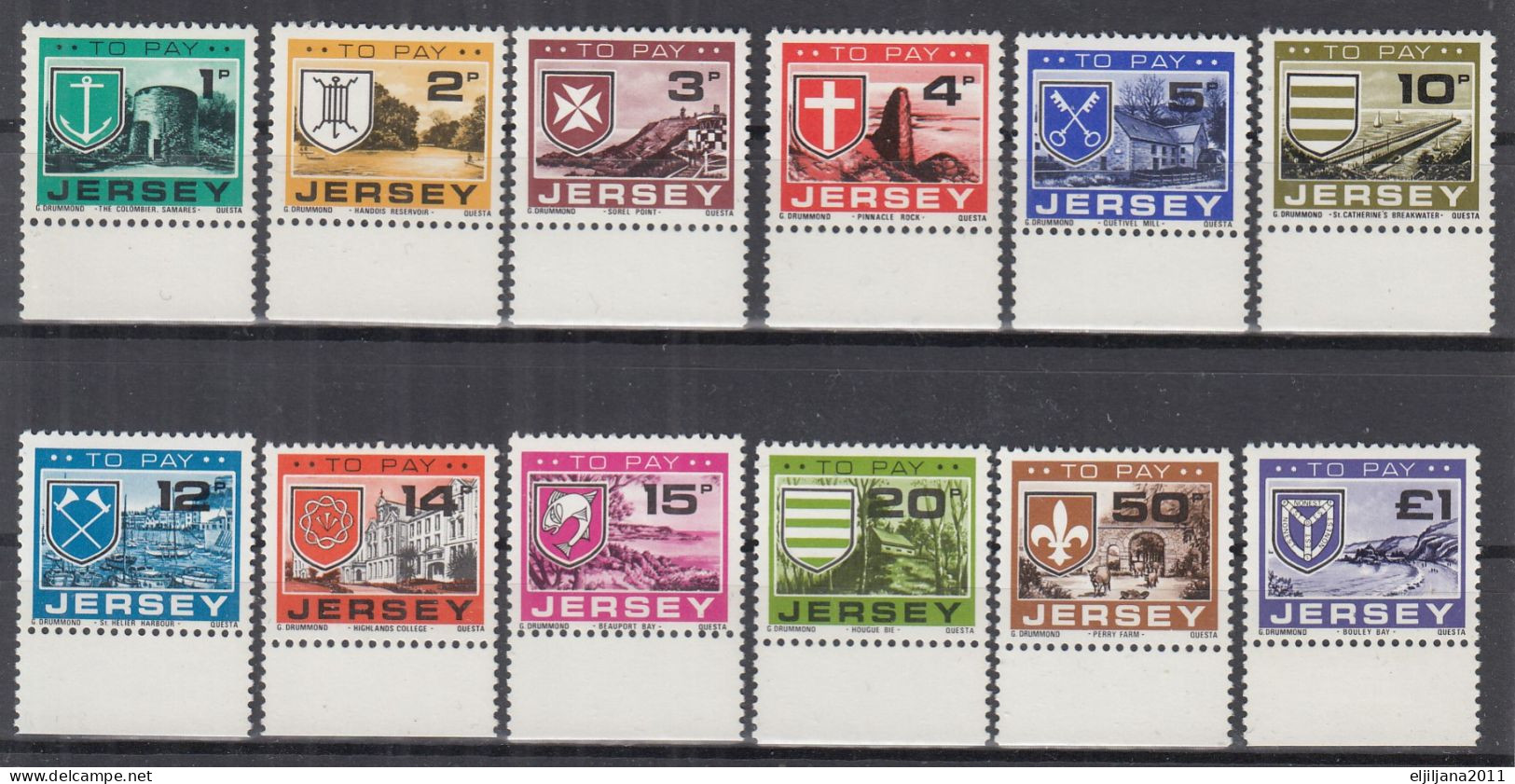 JERSEY 1978 ⁕ QEII. To Pay / Postage Due Mi.21-32 ⁕ 12v MNH - Jersey
