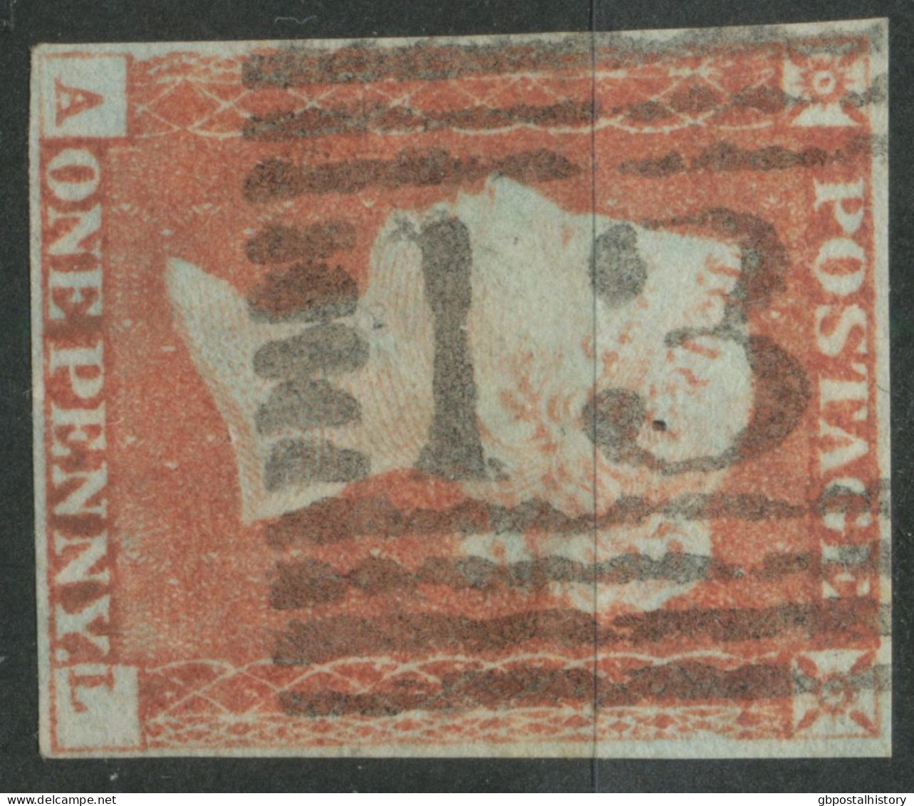 QV 1 D Redbrown Unplated (AL) 4 Margins, Scottish Numeral „131“, VARIETY/ERROR: Displaced Position Of „L“, R! - Gebraucht