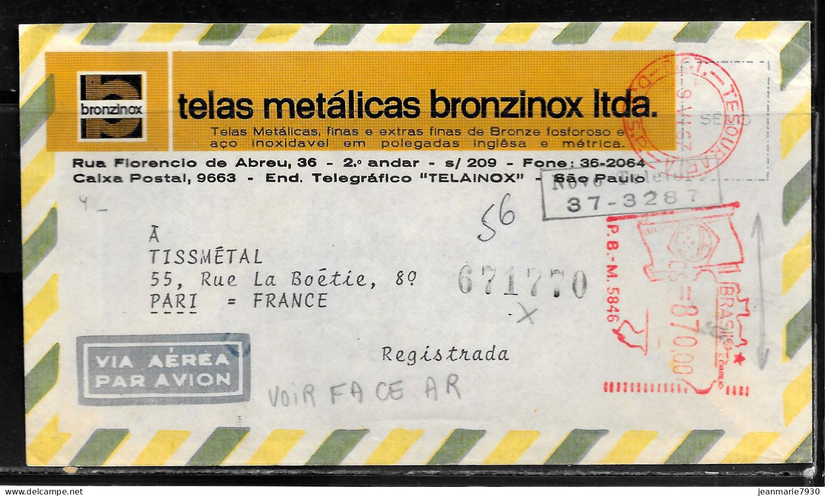 N494 - LETTRE DE SAO PAULO DU 09/06/67 POUR LA FRANCE (PARIS) - Cartas & Documentos