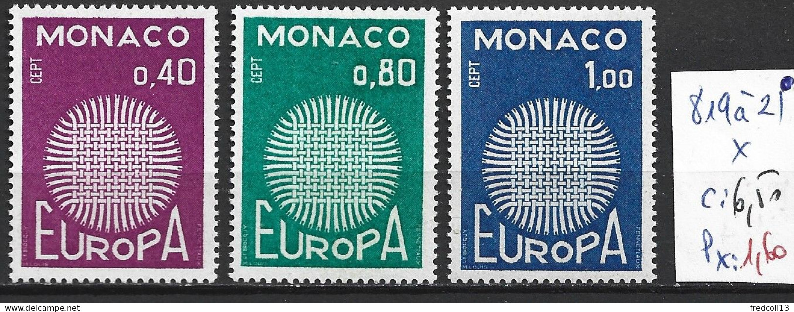 MONACO 819 à 21 * Côte 6.50 € - 1970