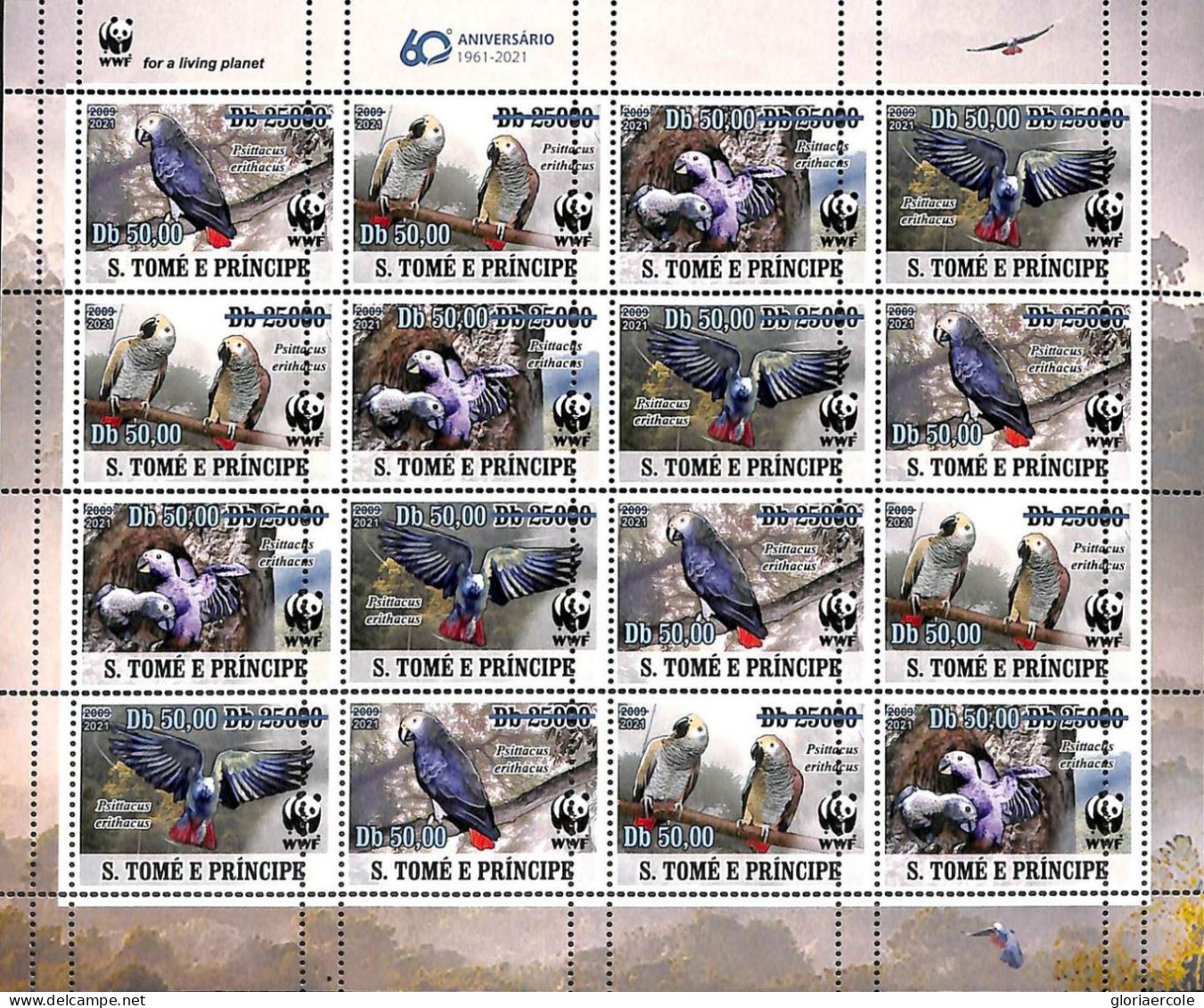 A9227 - S.TOME E PRINCIPE - ERROR MISPERF Stamp Sheet - 2021 - BIRDS, WWF - Sonstige & Ohne Zuordnung