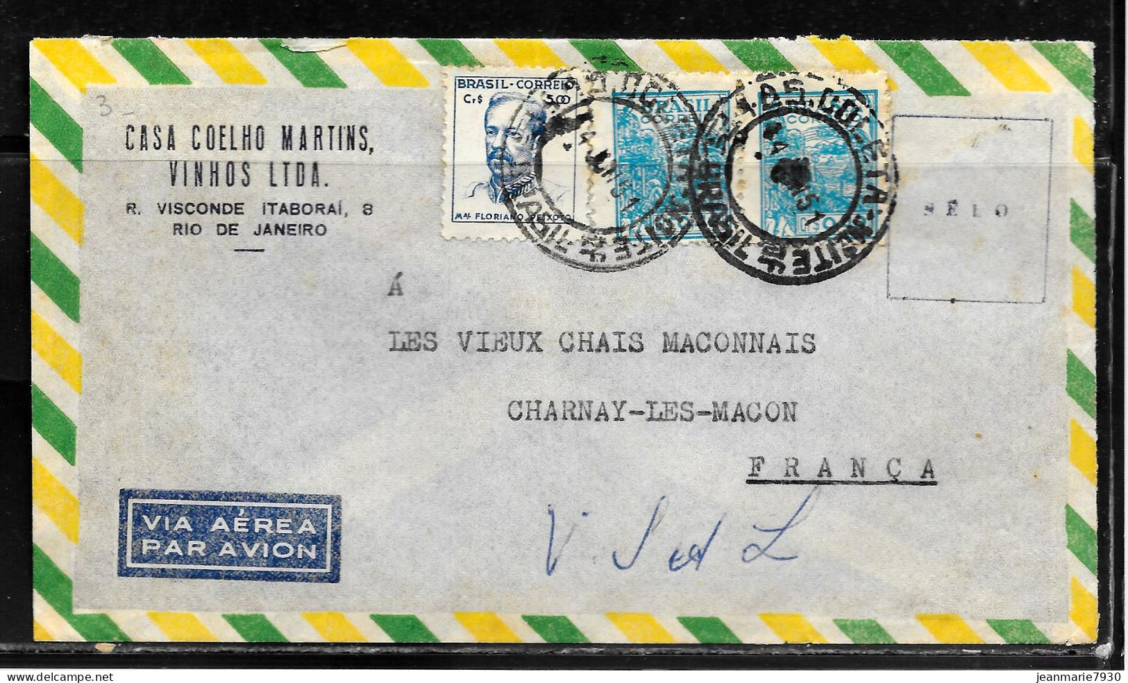 N493 - LETTRE DE RIO DE JANEIRO DU 04/06/51 POUR LA FRANCE (CHARNAY LES MACON) - ENTETE CASA COELHO MARTINS - Brieven En Documenten