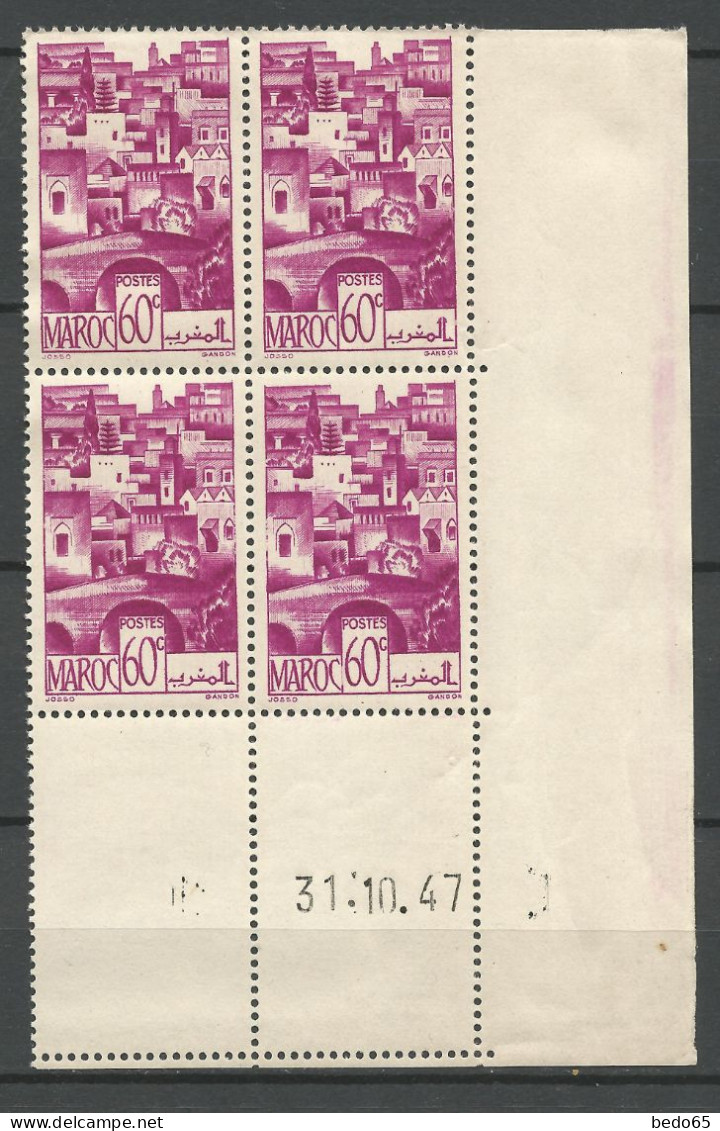 MAROC  N° 250 Coin Daté 3/10/47  NEUF** SANS CHARNIERE NI TRACE  / Hingeless  / MNH - Unused Stamps