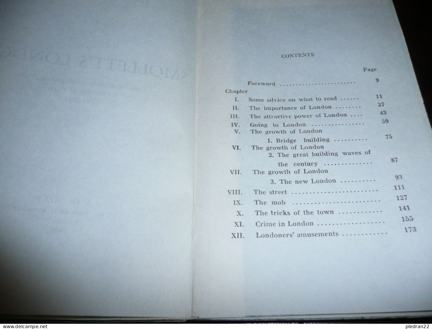 ANDRE PARREAUX SMOLLETT'S LONDON SERIE DE COURS DE LITTERATURE A L' UNIVERSITE DE PARIS EDITIONS NIZET 1965 - Cultura