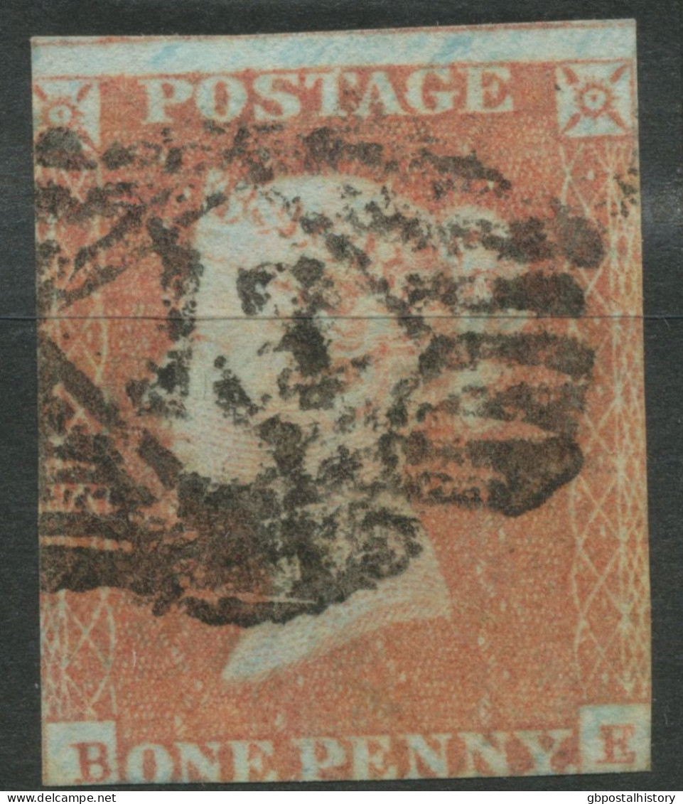 GB QV 1 D Redbrown Unplated (BE) 1 Margin, Against The Postal Regulations This Stamp Was Cancelled Twice: One Time With - Oblitérés