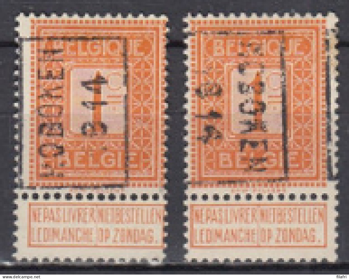 2289 Voorafstempeling Op Nr 108 - HOBOKEN 1914 - Positie  A & B - Rollo De Sellos 1910-19