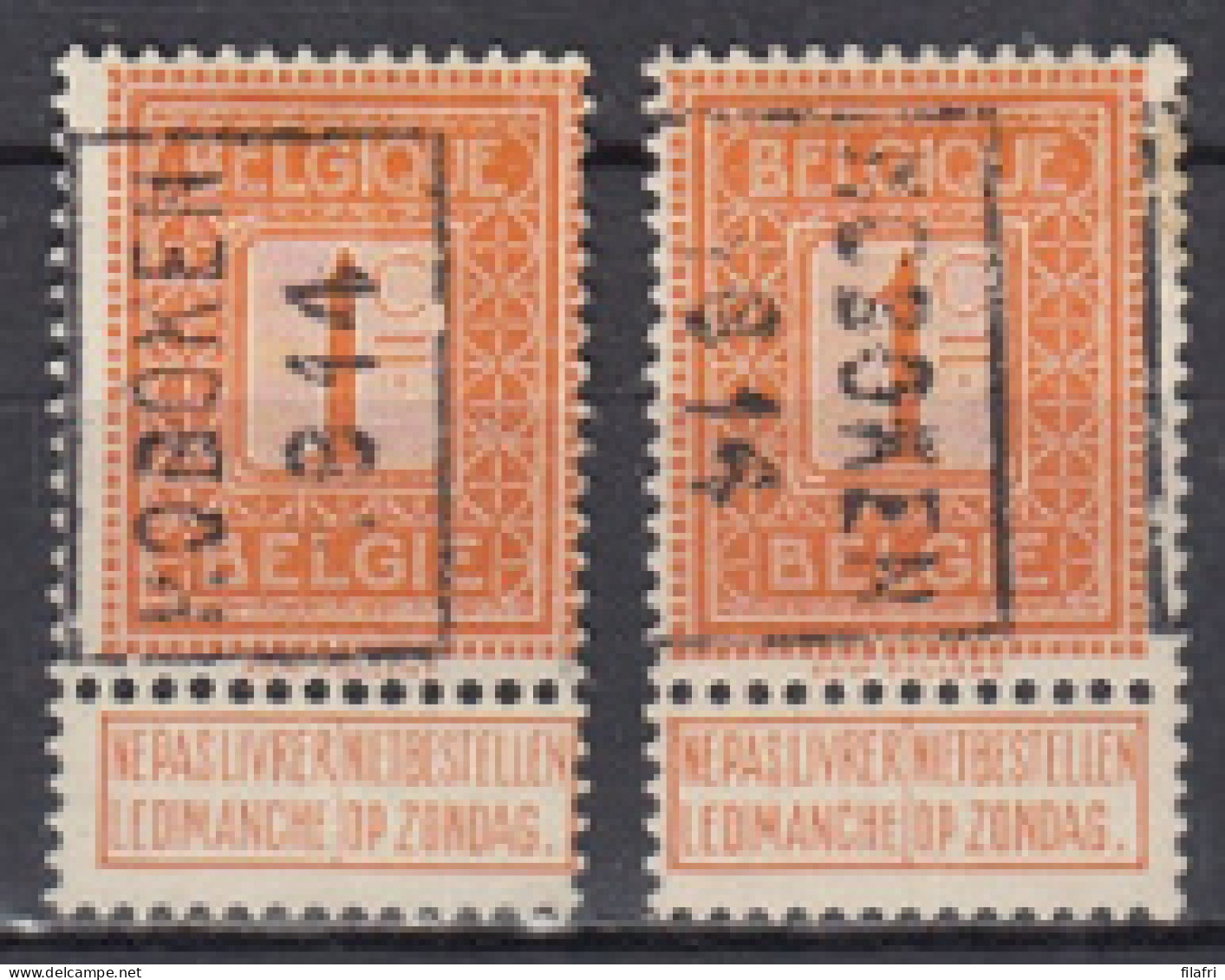 2289 Voorafstempeling Op Nr 108 - HOBOKEN 1914 - Positie  A & B - Roller Precancels 1910-19