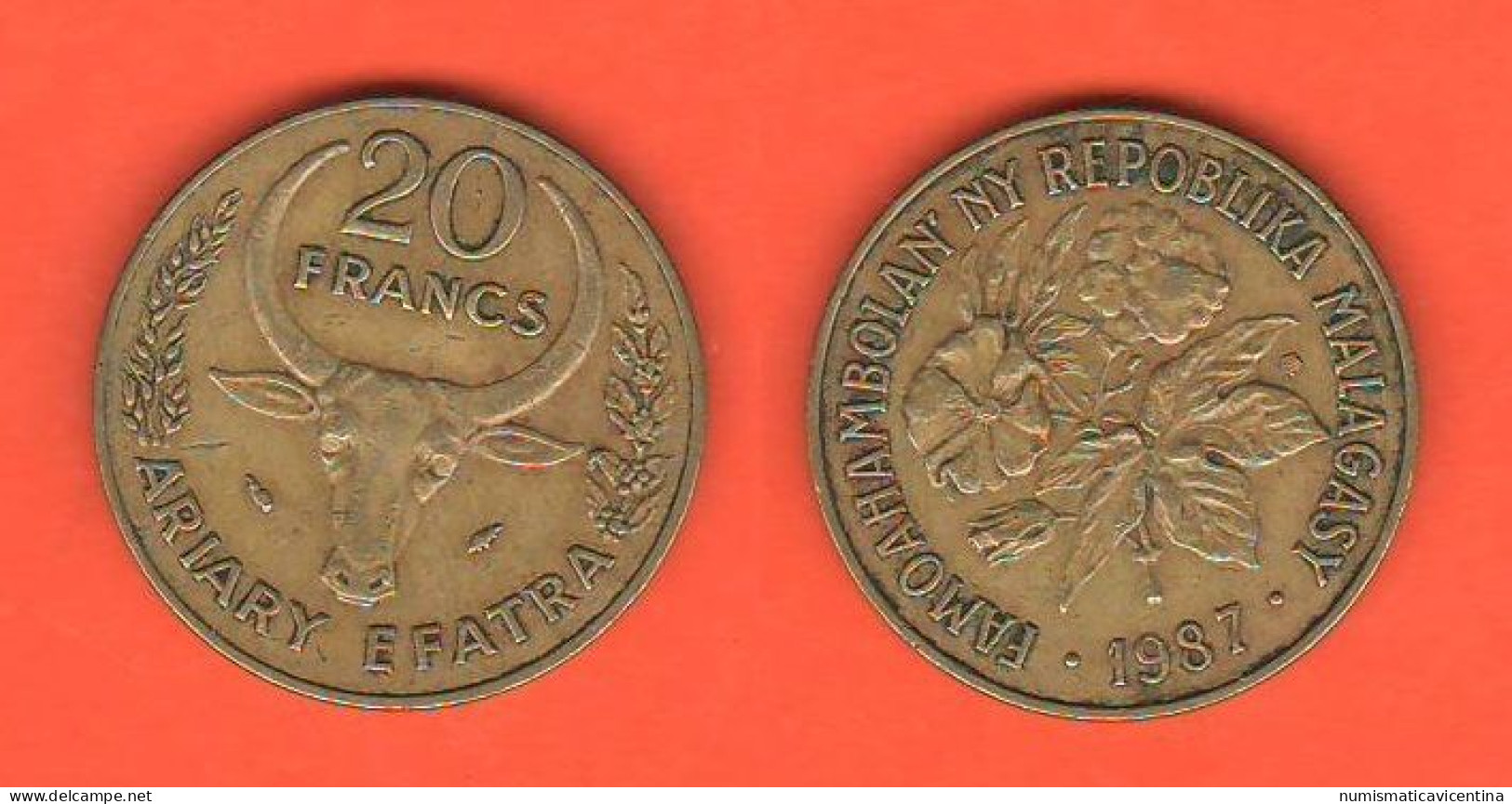 Madagascar 20 Francs Ariary 1987 Bronze African States Coin C2 - Madagaskar